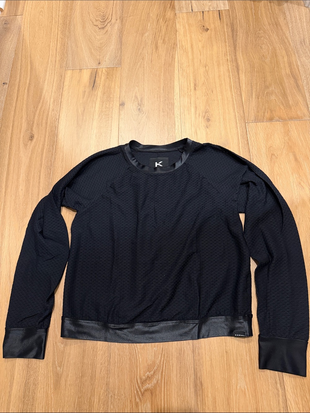Koral Black Mesh Pullover with Satin Trim